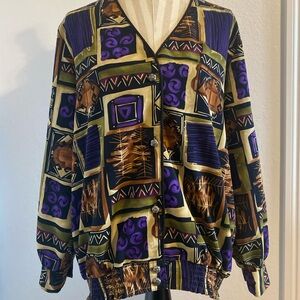 90s Vintage Abstract Patterned Jacket Large
